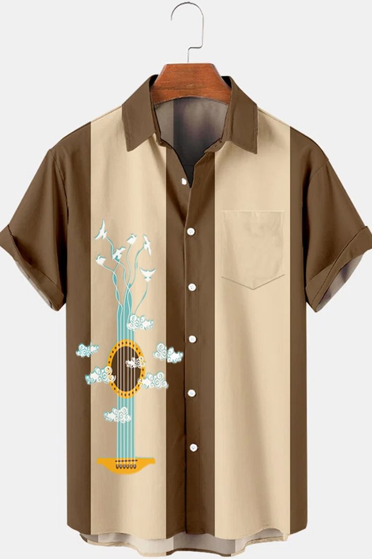 Tiboyz Fashion Casual Guitar Cloud Music Cozy Shirt