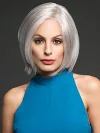 Women's Short Straight Hair Silver White Wig