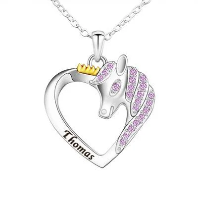 2021 Unicorn Necklace Color Peach Heart Necklace