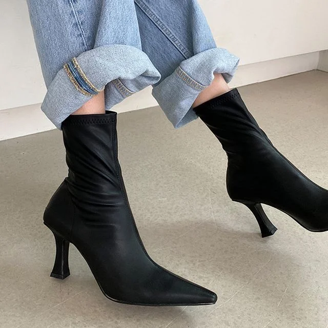 Stiletto Short Boots Pointed