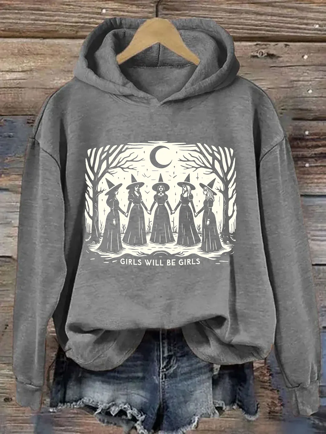Vintage Girls Will Be Girls Witch Hoodie