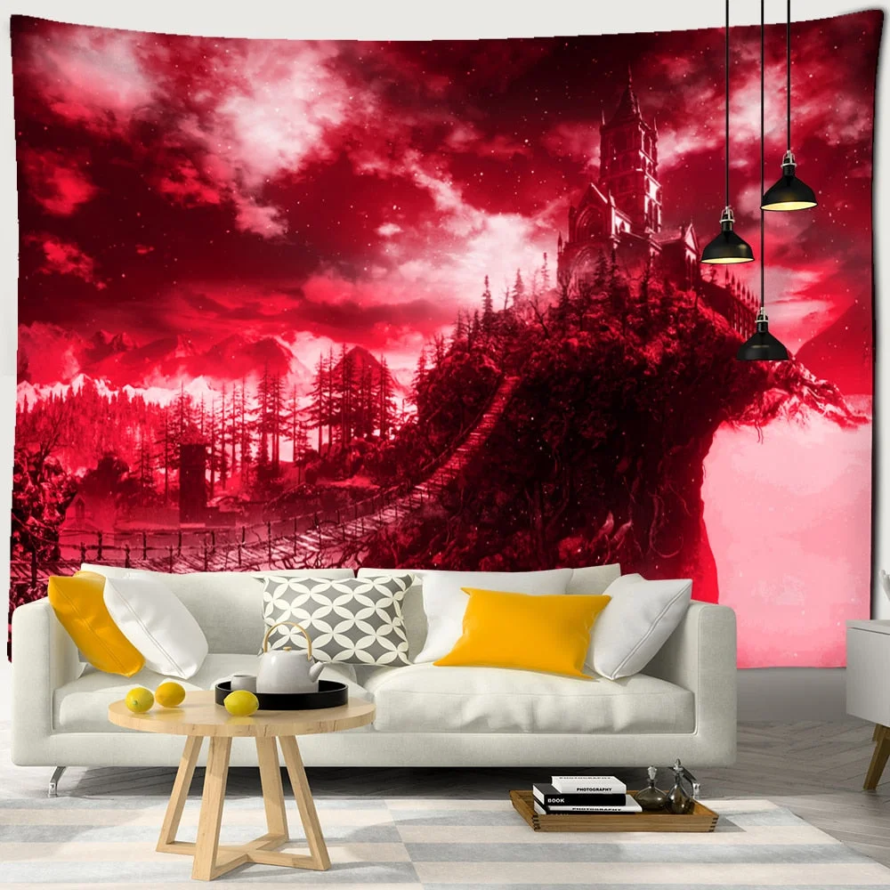 Dream Forest Tapestry Wall Hanging Bohemian Style Psychedelic Witchcraft Hippie Tapiz Aesthetics Room Home Decor