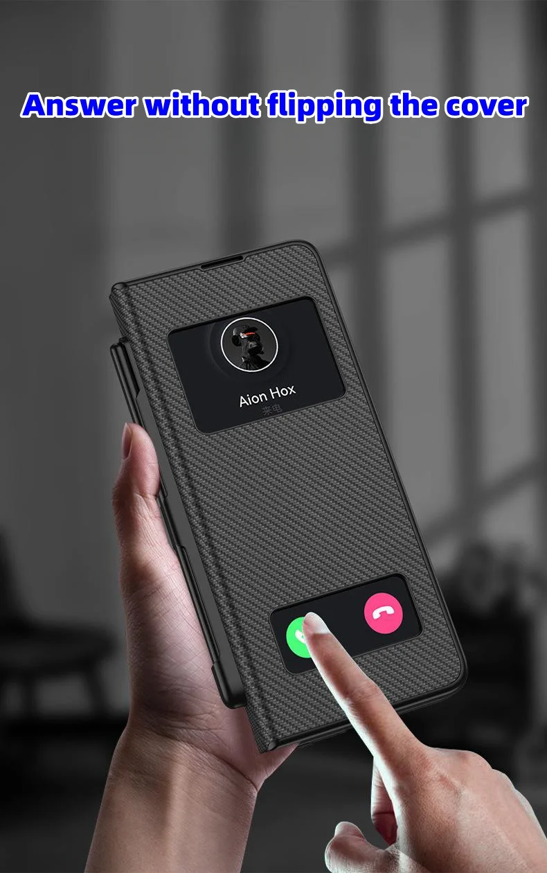 Samsung Galaxy ZFold series pen tray flip cover plain leather holder mobile phone case