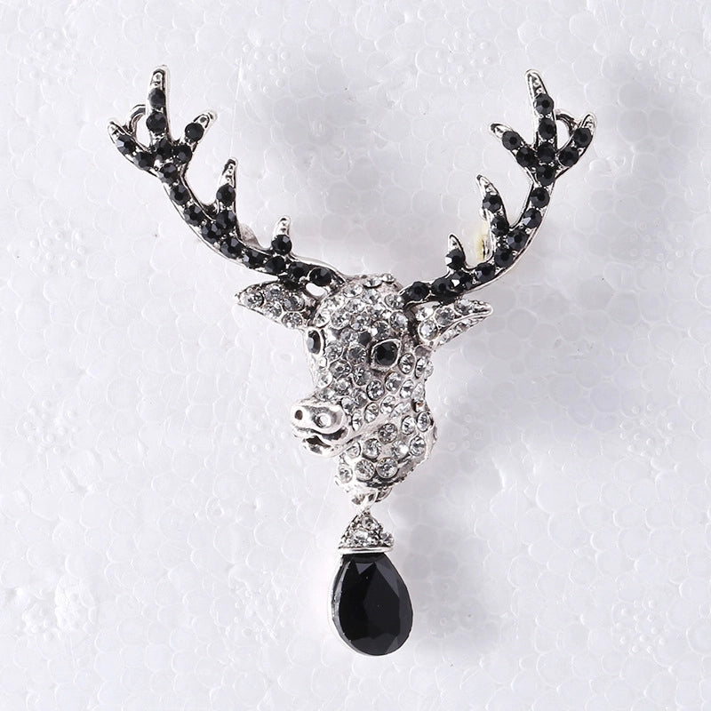 Cute Classic Style Pin Santa Claus Snowflake Elk Alloy Enamel Inlay Rhinestones Unisex Brooches