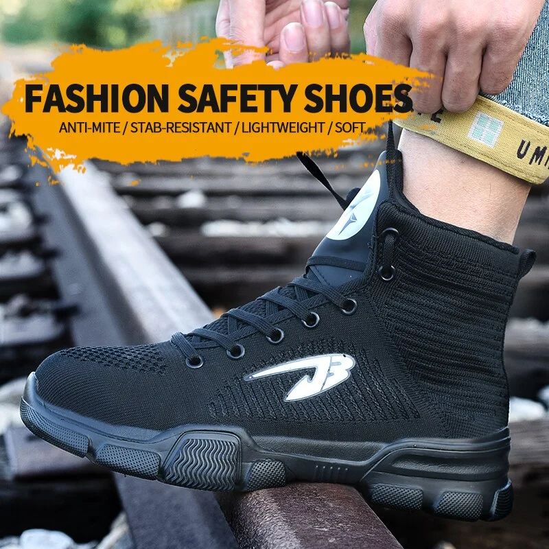 Indestructible Ryder Shoes Men and Women Work Safety Shoes Steel Toe Cotton High-Top Ankle Boots Puncture-Proof Work Sneakers