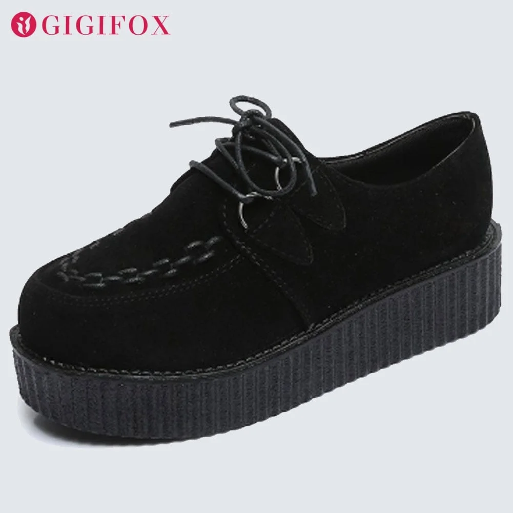 In Stock Female Flat Platform Flats Black White Leopard Lace Up Trendy 2021 Spring Summer Woman Casual Shoes Creepers