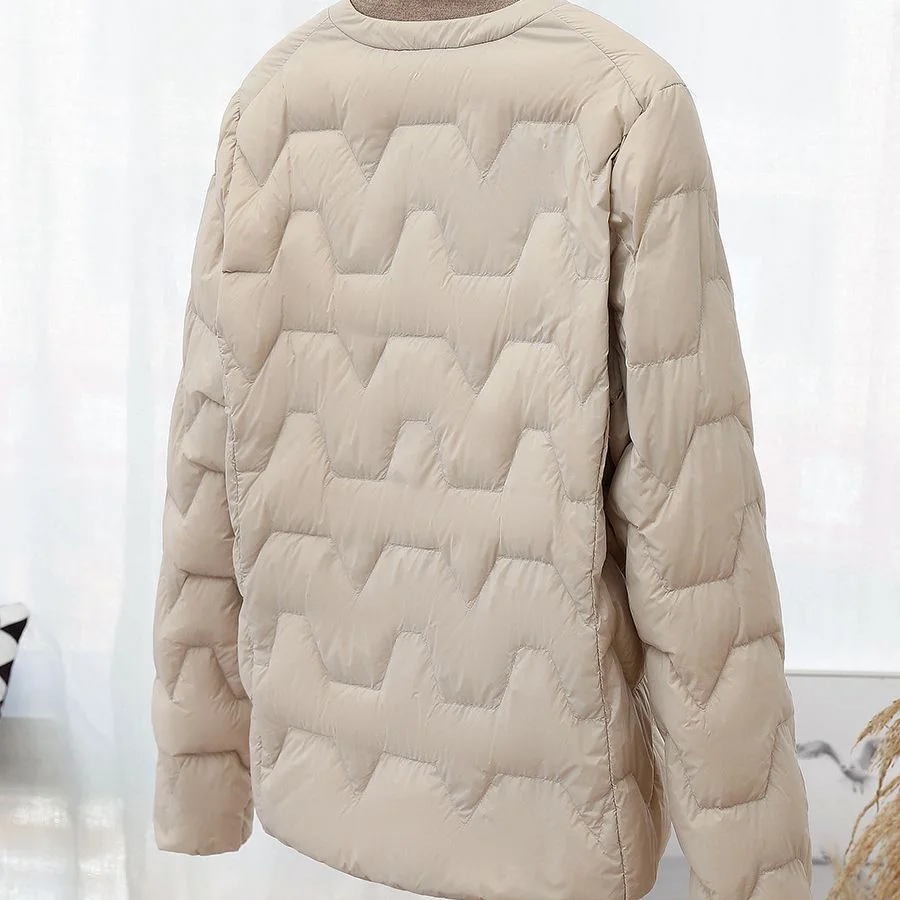 Toloer Autumn Winter New Round Collar Light White Duck Velvet Female Short Money Inside Outside Wear Warm Light Down Jacket Coat Tide-Outfit Ideas