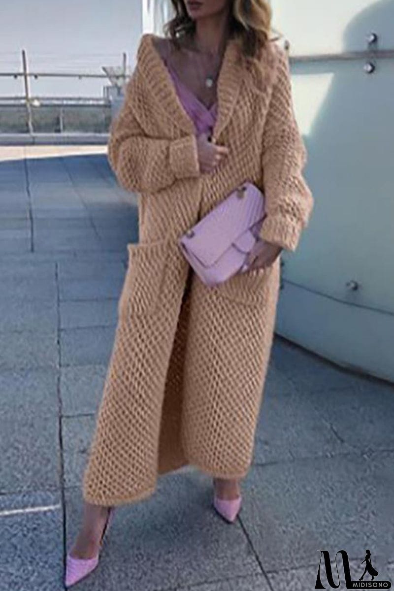 MidiSono - Elegant Solid Solid Color Cardigan Collar Tops