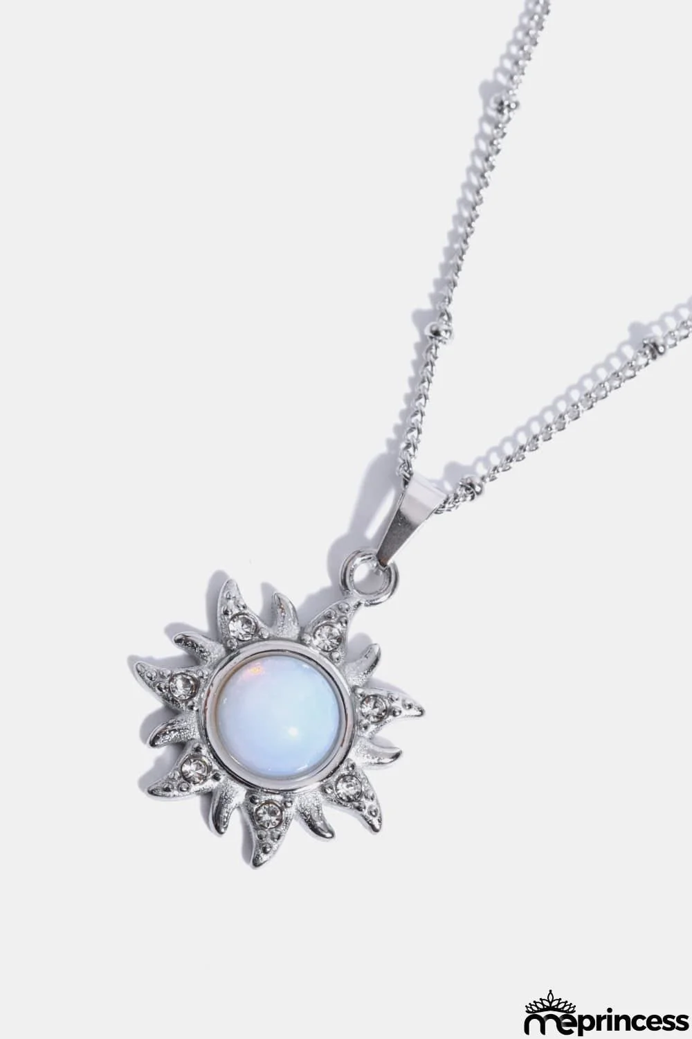 Opal Sun Pendant Stainless Steel Necklace