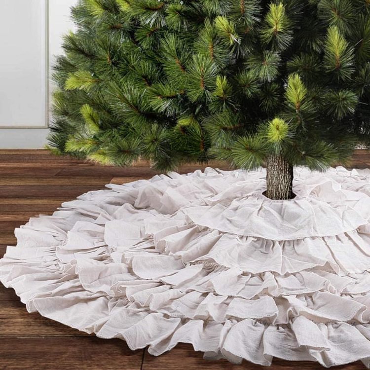 48-inch White Pleated Christmas Tree Skirt