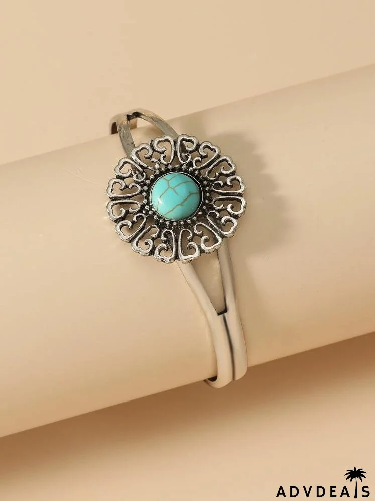 Turquoise Decor Cuff Bracelet