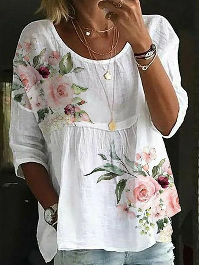 Women's Plant Flower Print Shirt