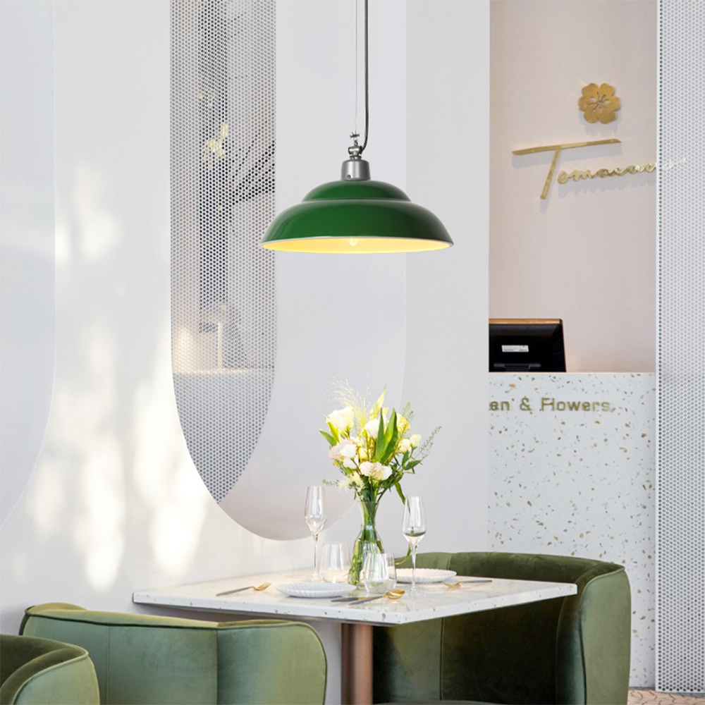 Vintage Industrial Green Metal Pendant Light