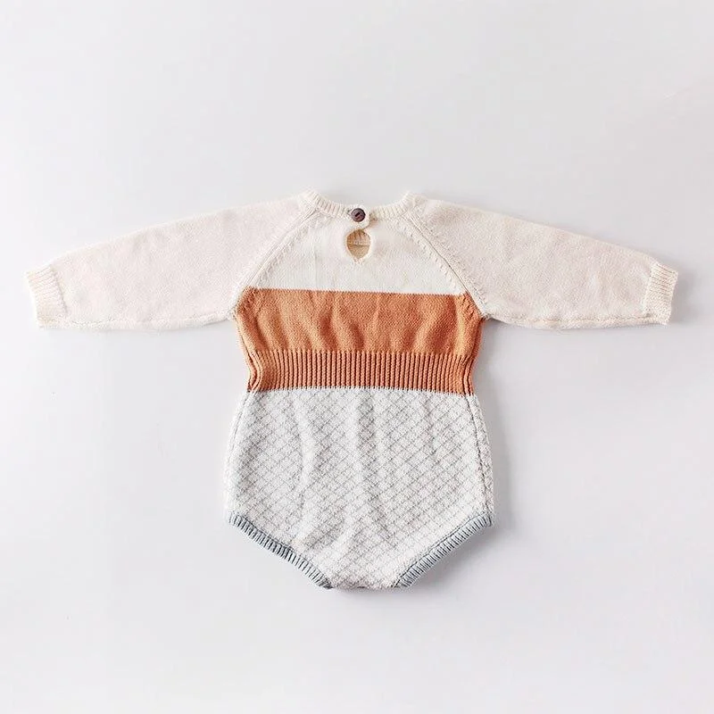 Spring Autumn Newborn Girls Lotus Leaf Collar Floral Jumpsuits Clothes Baby Knit Rompers Knitted Long Sleeve Children Rompers