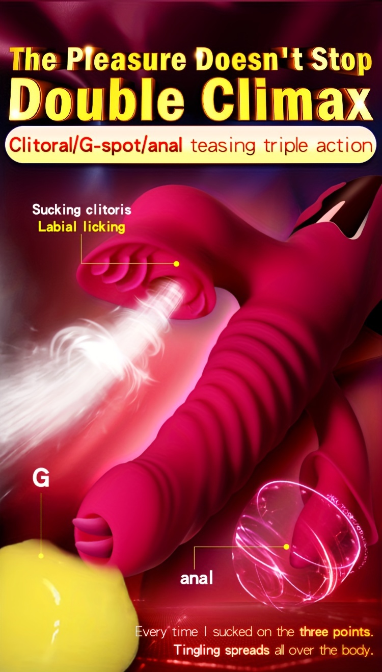 Female Sex Vibrator, G-spot Tongue Licking Triple Design