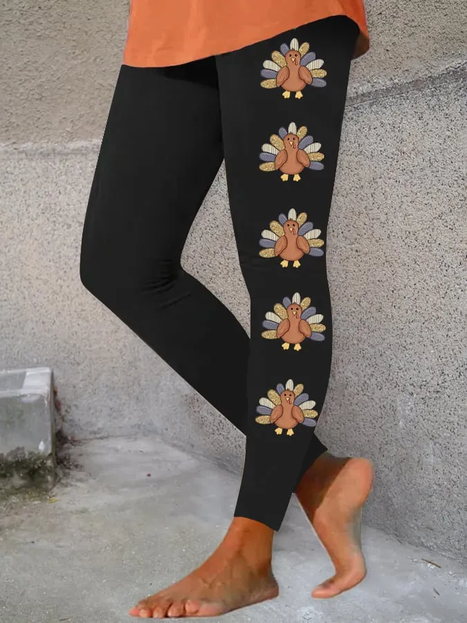 Women's Cute Turkey Printed Leggings 