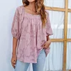 Gioiacombo&trade; Top a mezza manica floreale in chiffon solido