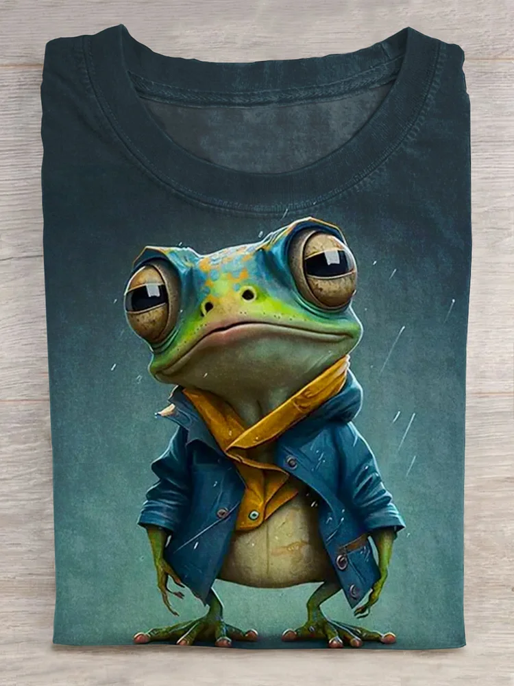 Unisex Funny Frog Art Print Casual T-shirt