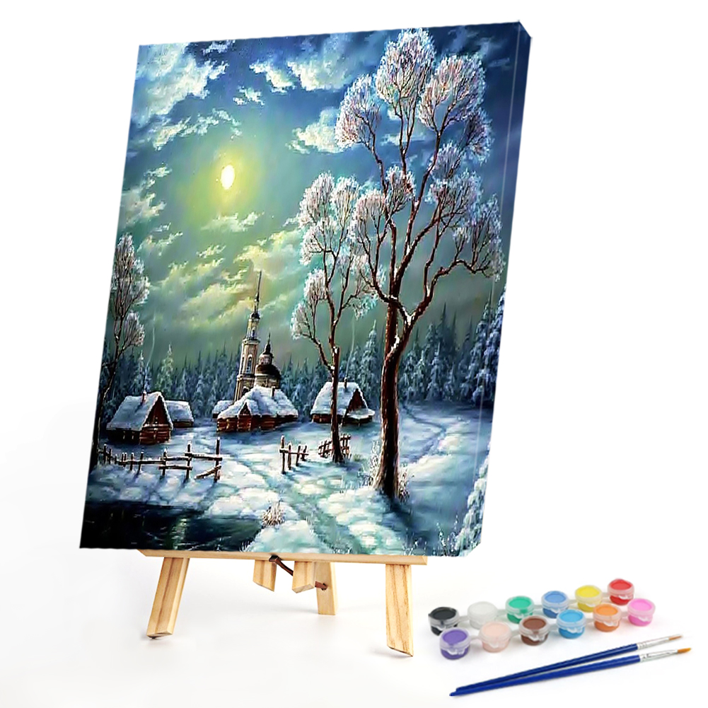 

40*50CM - Paint By Numbers - Village in winter, 501 Original