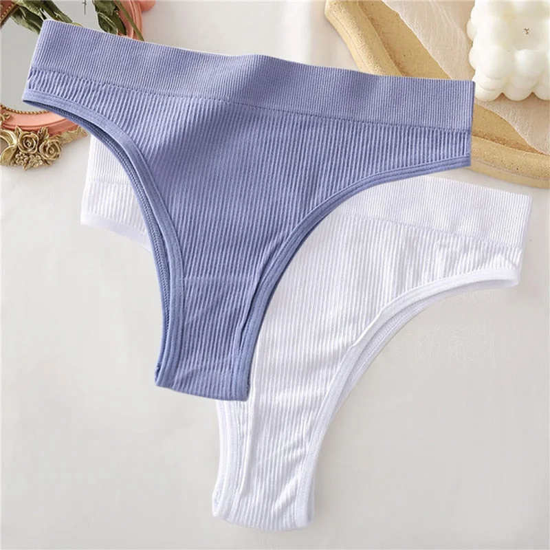 2PCS/Set Sexy Thong Panties Women's Underwear G-String Female Underpants Seamless Briefs Intimates Sexy Lingerie T-Back Pantys
