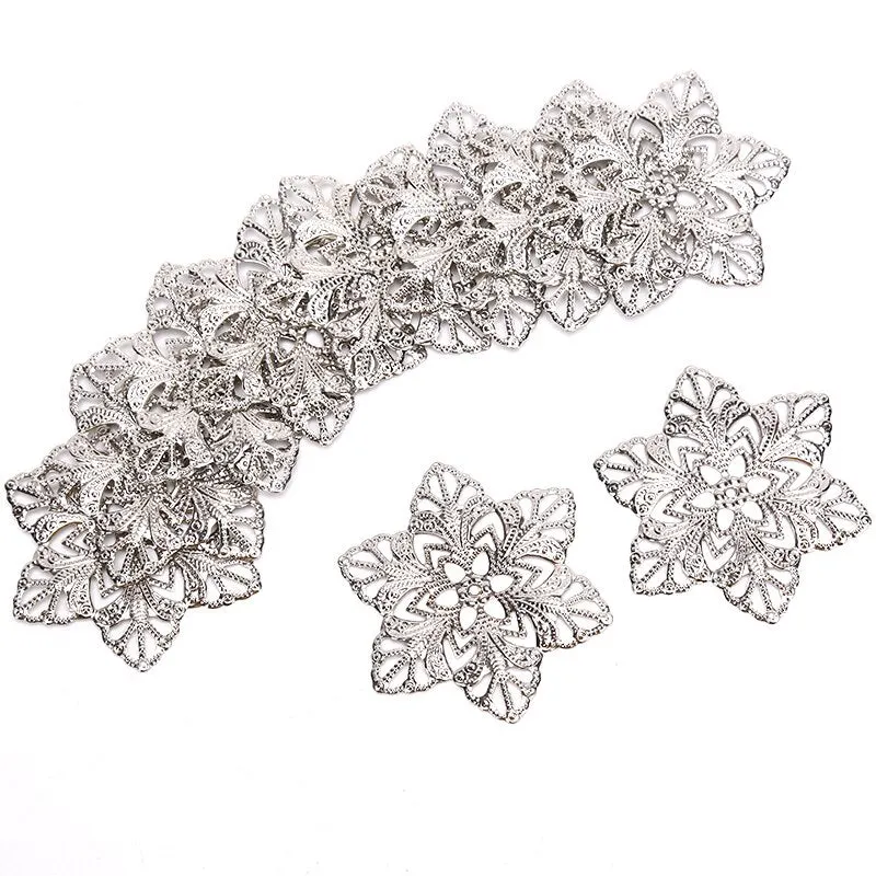 30/20/10 DIY Jewelry Earrings Stud Pin Filigree Flower Wraps Connectors DIY Jewelry Making Accessories Metal Crafts Decoration