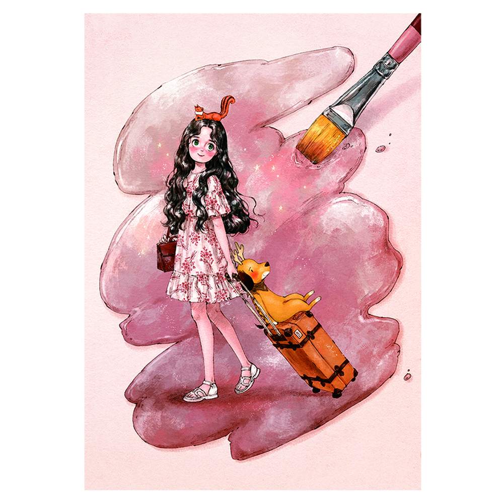 

Travelling Girl - 11CT Stamped Cross Stitch - 53*72CM (Big Size), 501 Original