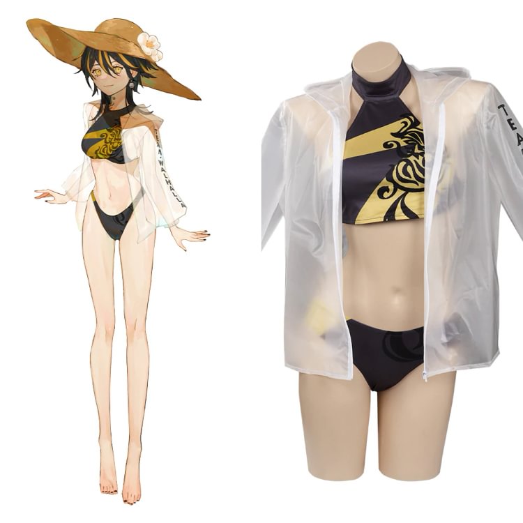 Tokyo Revengers Hanemiya Kazutora Swimsuit Cosplay Costume Bikini Top Shorts Swimwear Coat Outfits Halloween Carnival Suit