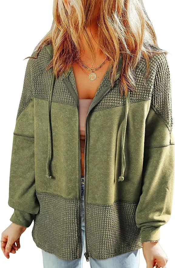 Nigikala Nigikala Color Hooded Jacket Woman Autumn New Retro Water Wash Long-Sleeved Topess Woman