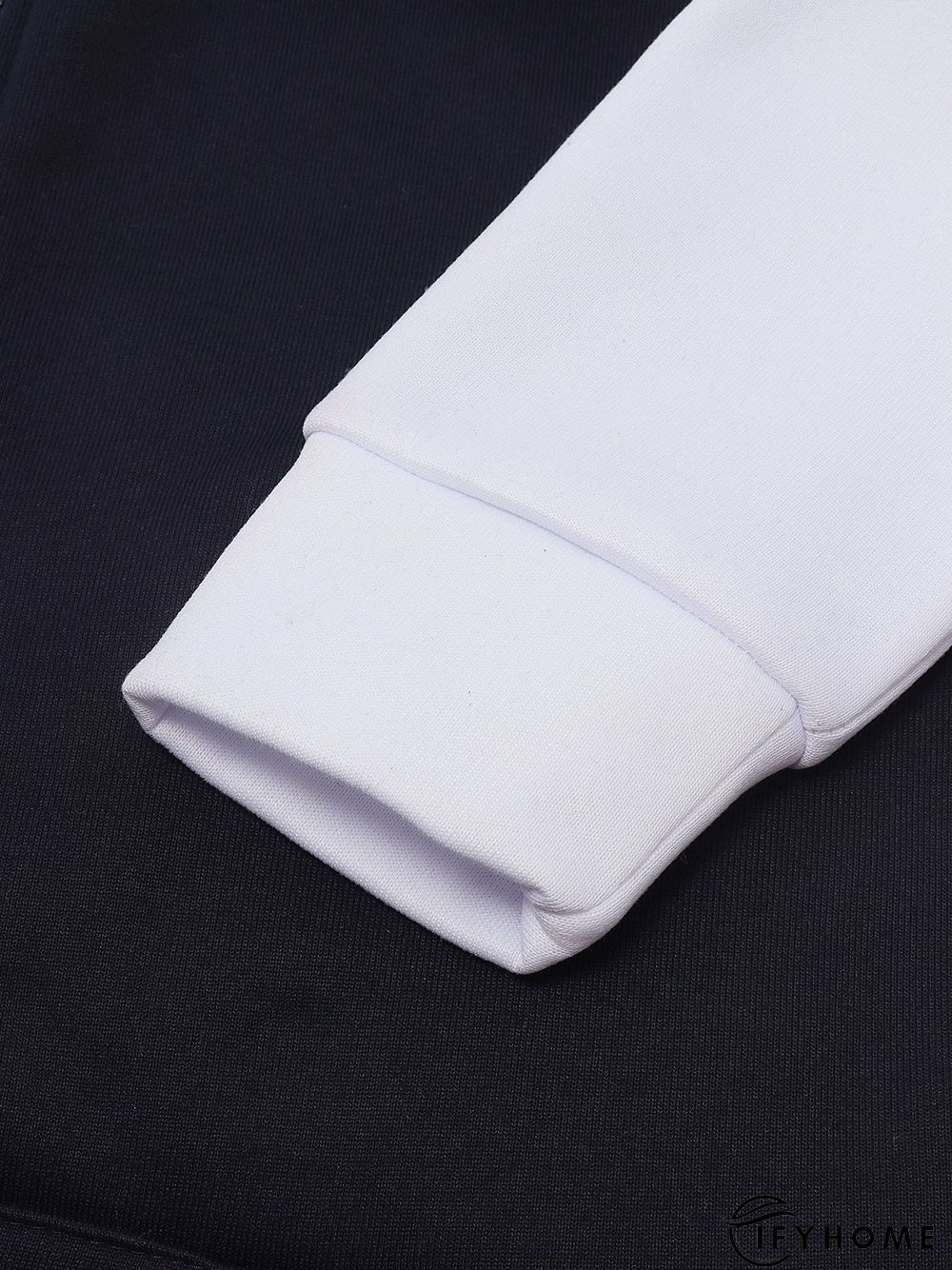 Black Hoodie Cotton-Blend Casual Color-Block Outerwear | IFYHOME