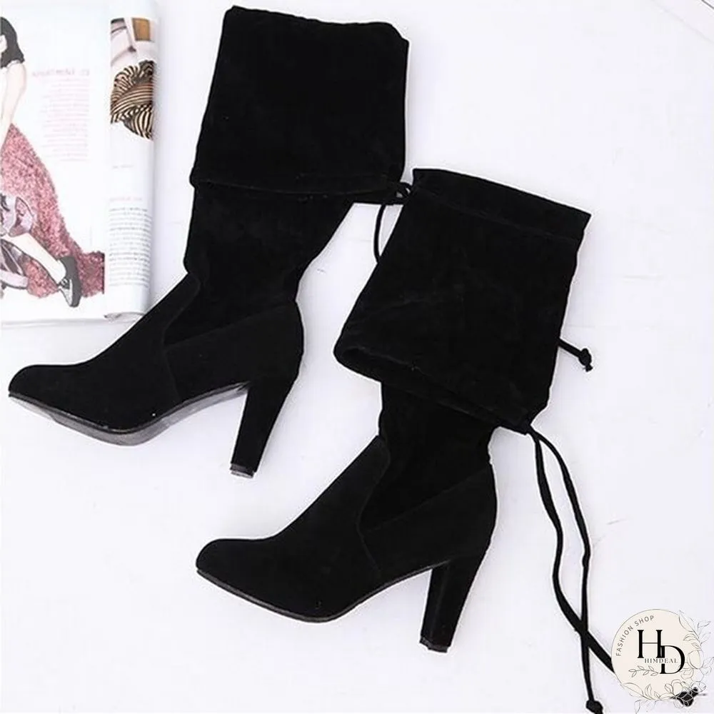 Womens Stretch Slim Thigh High Boots Fashion Over The Knee Heels Size 34-43 Red Black Grey