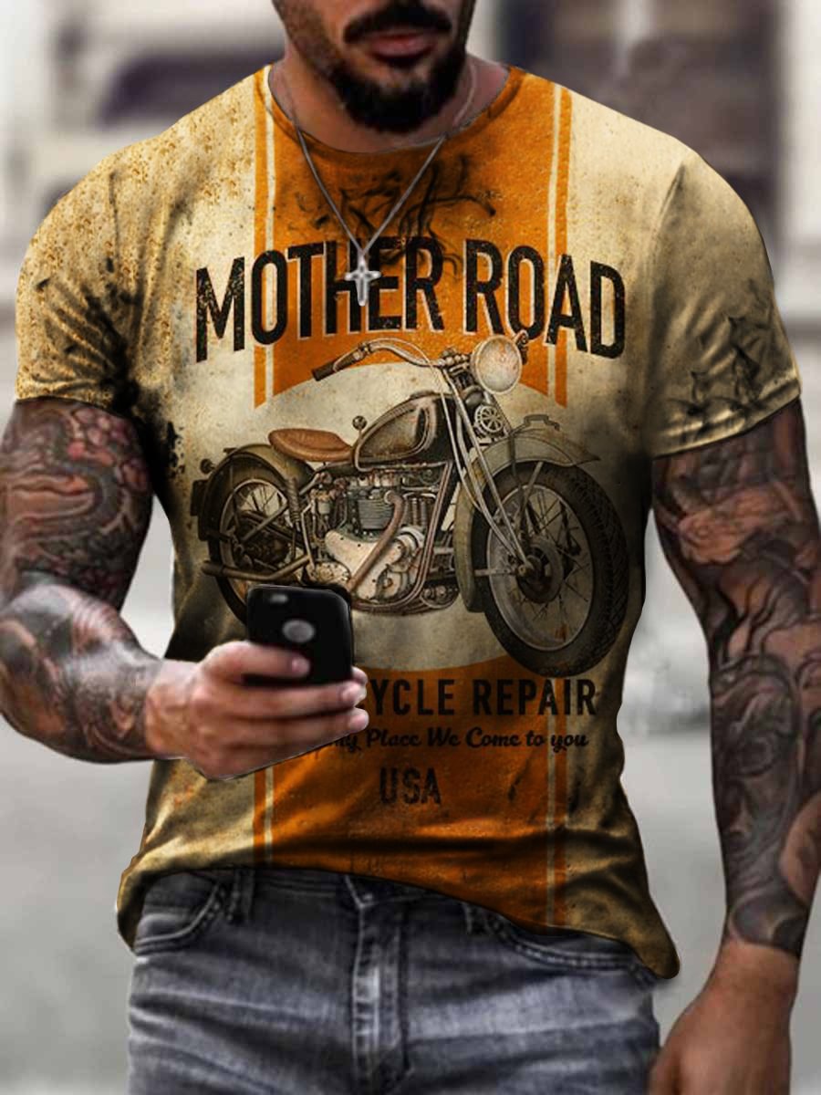 Retro motorcycle print T-shirt / [viawink] /