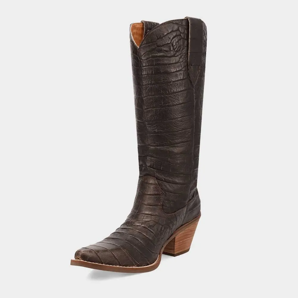 Women's Chocolate Brown Pull On Snip Toe Western Boots for Women