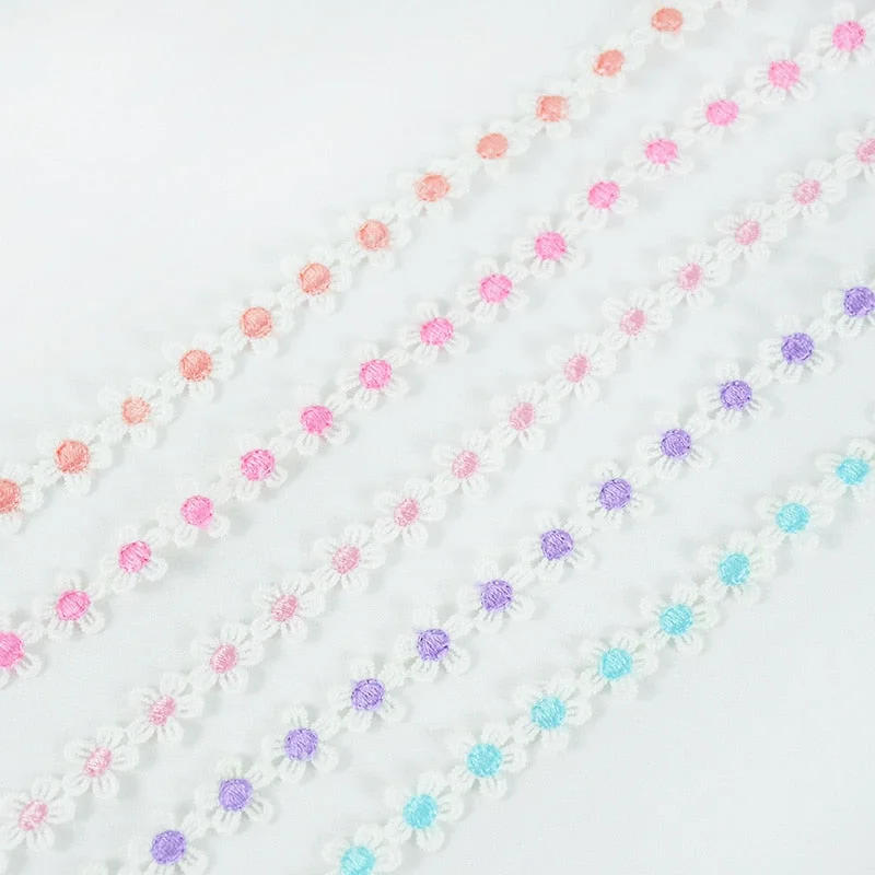 5Yards 15mm Daisy Lace Trim Flower Lace Fabric Embroidery Handmade Patchwork Ribbon Home DIY Crafts Apparel Sewing Accessories