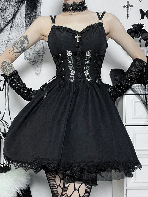 Delicate Net Cross Ornament Long Dress main image 1