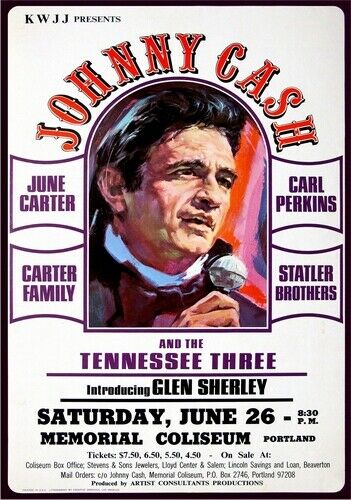 JOHNNY CASH POSTER - MEMORIAL COLISUEM - Photo Poster painting QUALITY INSERT -  POST!