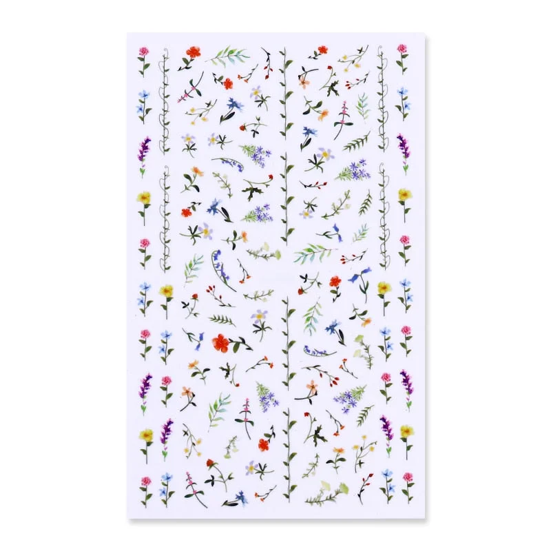 1 Sheet Flower Leaf Tree Green 3D Bronzing Nail Art Stickers Black White Sliders Summer DIY Decals for Nail Art Decoration