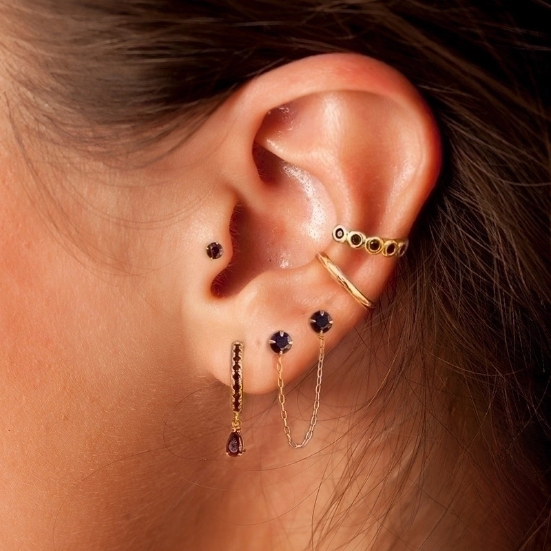 1 Set 925 Sterling Silver Gem Geometric Earrings Ear Studs