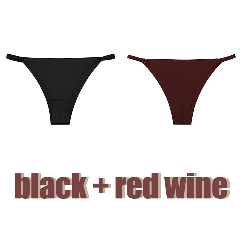 Womens Ice Silk Seamless Briefs Thin Belt Low Waist Panties Sexy Solid Bikini Female Underwear Comfortable Intimate Lingerie