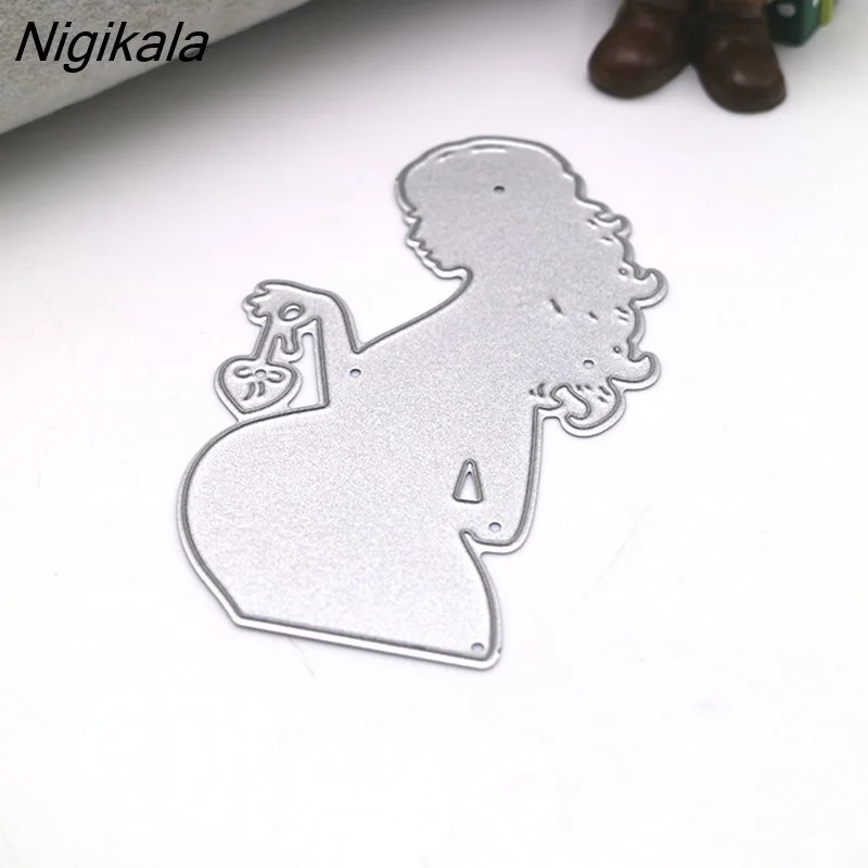 Nigikala Cutting Dies Pregnant Woman Decoration Embossing Scrapbook Paper Craft Knife Mould Mother's Day Gift