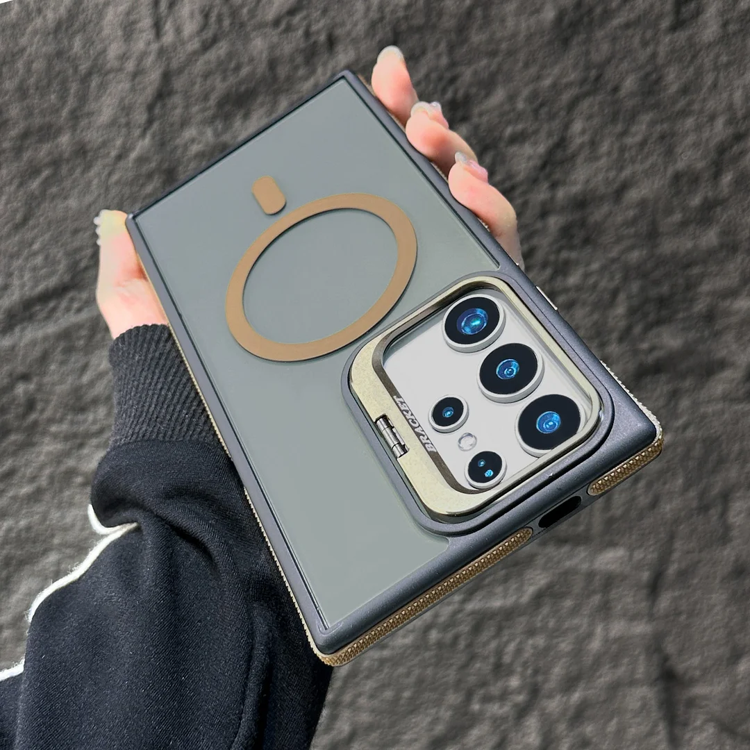 Applicable Samsung S25Ultra Magnetic Mobile Phone Case S24Plus Creative Lens Holder S23 Two-Color Anti-Fall