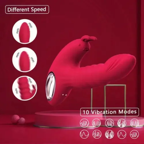 pornhint Pornhint Waterproof Rabbit Vibrator Clit G-spot Stimulate Telescopic Dildo Anal Butt Plug