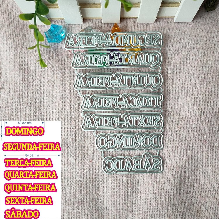 New 7Pcs 1 week words metal cutting Die mold frame for scrapbook photo album decoration carving handmade paper card
