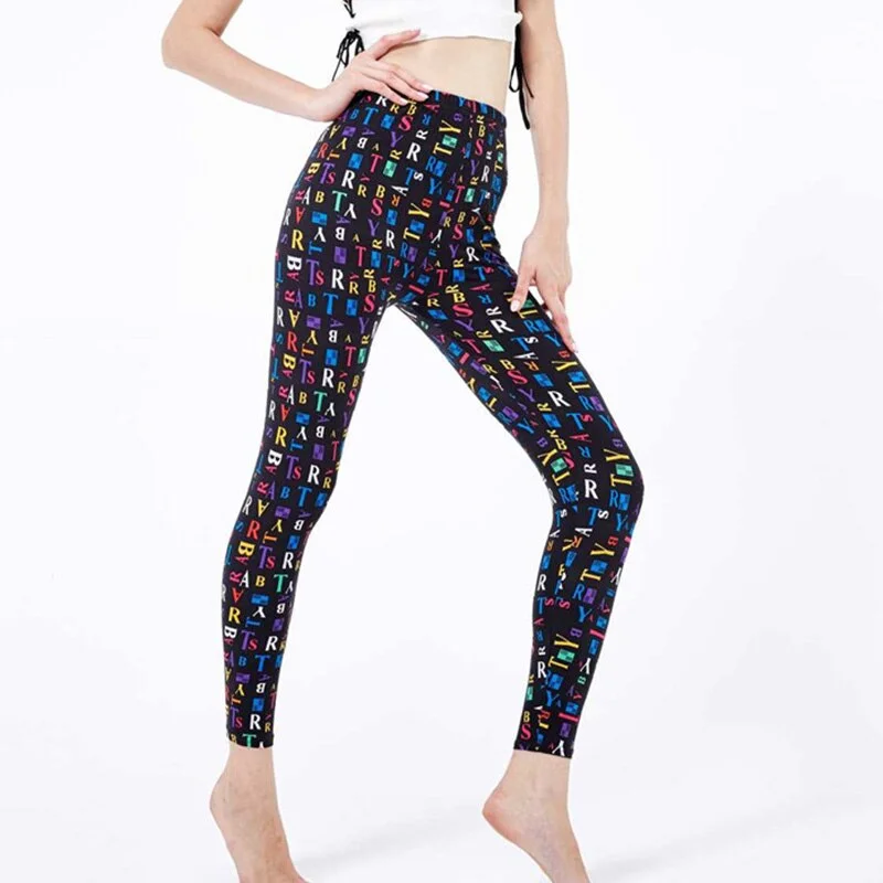 CUHAKCI Polyester High Quality Stretchy Workout Leggings Women Printed Outwear Running Leggins Ankle Length Leggings
