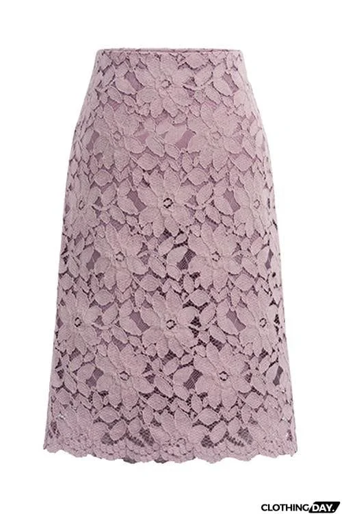 Lace Hollow Mide Skirts