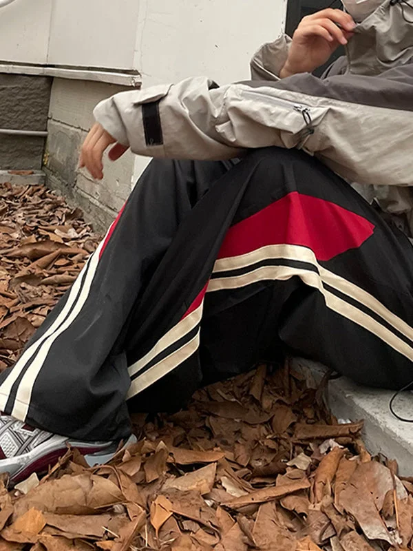 Brownm Hip Hop Panel Striped Loose Sweatpants