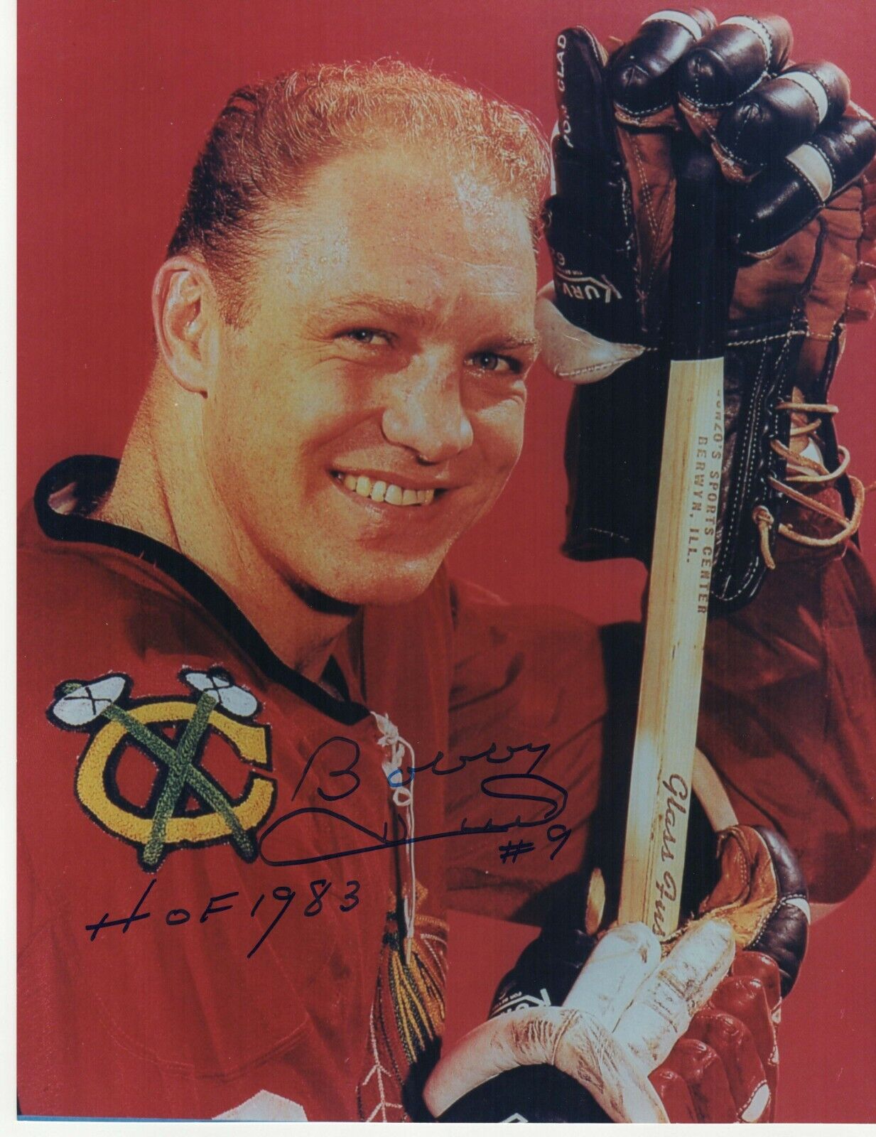 BOB HULL SIGNED 11 X14 Photo Poster painting CHICAGO BLACKHAWKS Photo Poster painting W/HOF 1983 W/COA #2