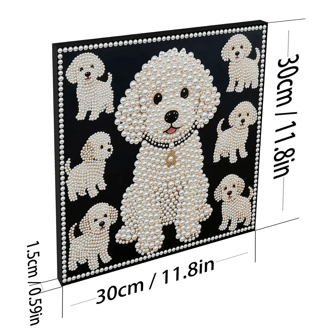 Puppy DIY Pearl Art Diamond Painting With Frame 30x30cm for Adults Home Decor