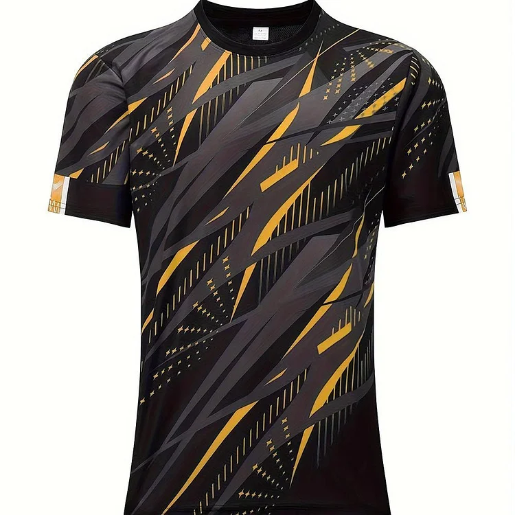 Traceeye Men's T Shirt Sports Running Pattern Short Sleeve Round Neck Football Sports T-shirt Men's Breathable Quick Drying Training Tops