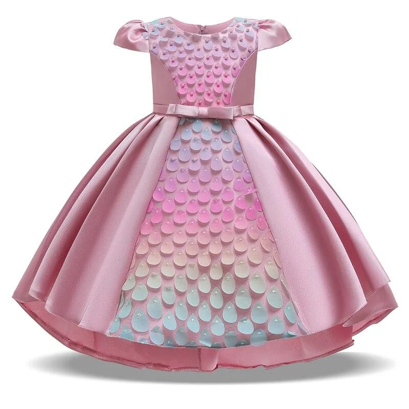 2021 Summer Sequins Fish Dress Girl Clothes Kids Dresses For Girls Children Ball Gown Evening And Party Princess Dress Mermaid