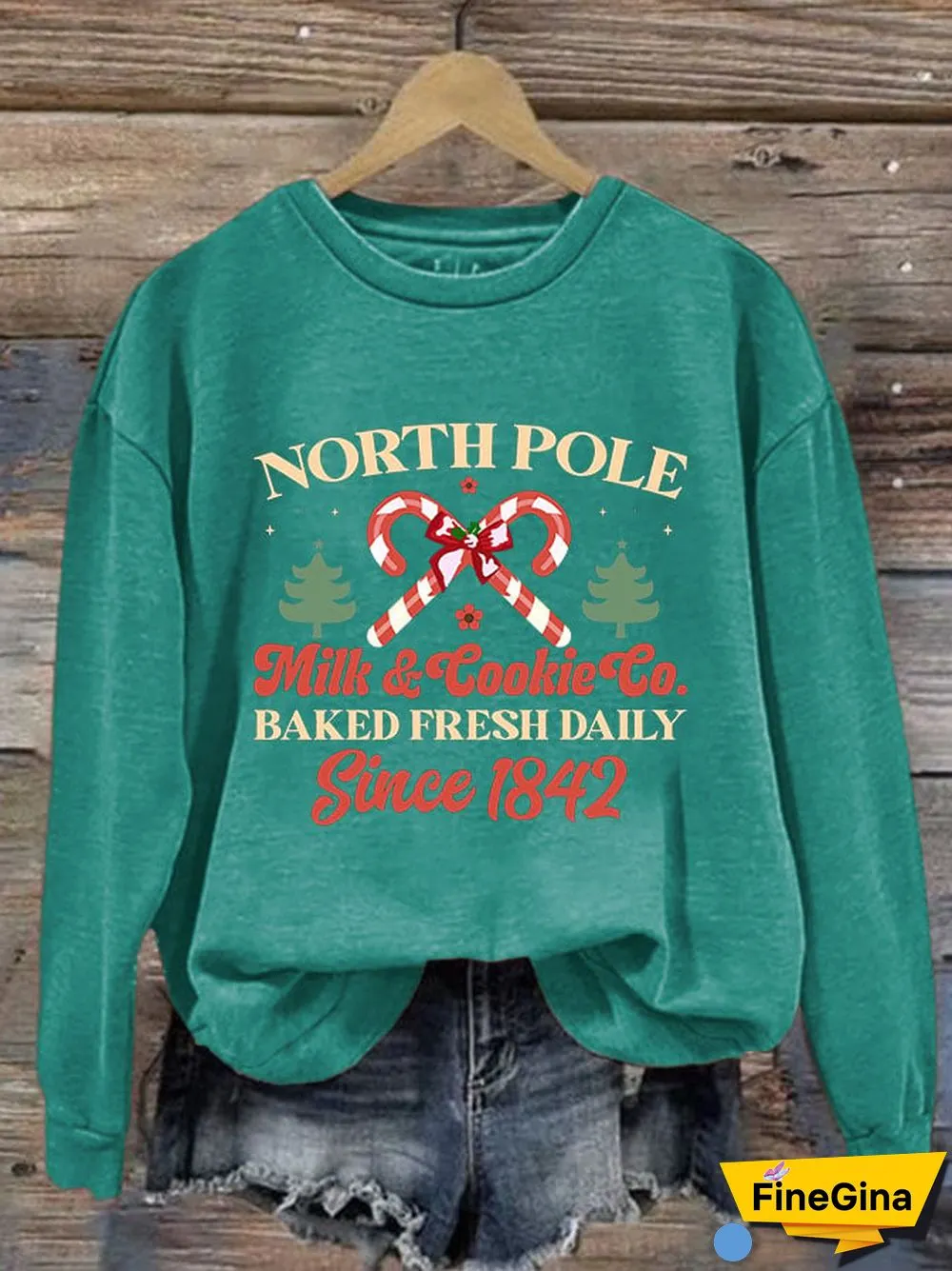 Women's North Pole Milk & Cookie Co Baked Fresh Daily Since 1842 Print Sweatshirt